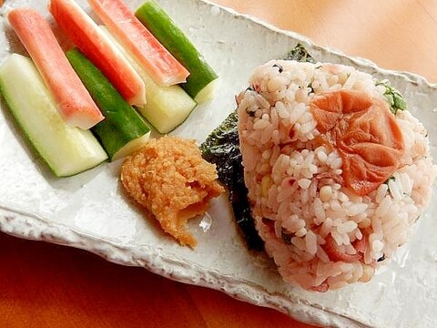 6分!?ディップは味噌❤爽やかお握り(梅干し他)